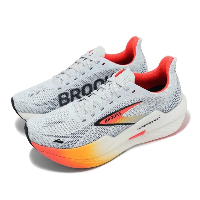 BROOKS 競速跑鞋 Hyperion Max 2 女鞋 灰 橘 漸層 氮氣中底 回彈 運動鞋(1204231B443)