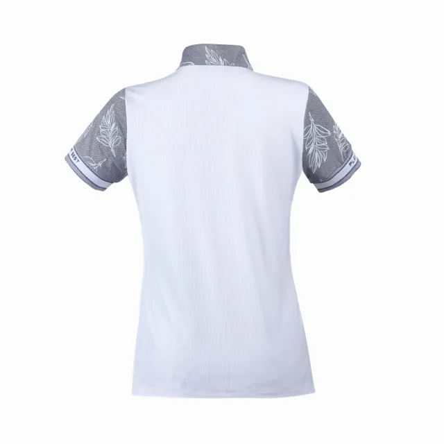 【PING】女款葉紋配布吸濕排汗抗UV立領短袖上衣-白(GOLF/高爾夫球衫/RA24120-87)