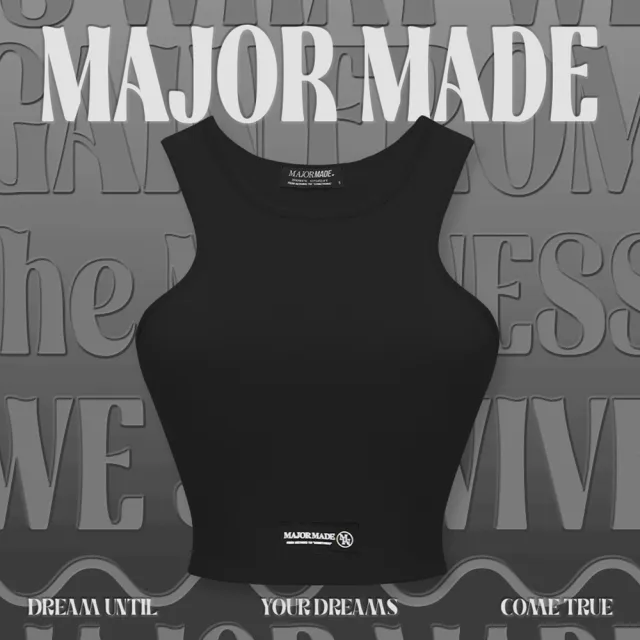 【MAJOR MADE】歐美感修身削肩彈力背心(Bra top/背心/瑜珈)