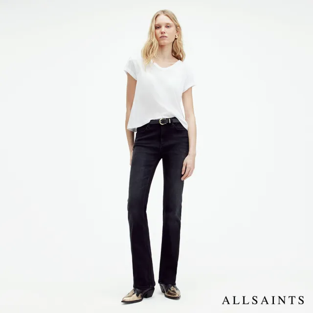 【ALLSAINTS】ANNA 柔軟純棉V領短袖T恤-白 WM640Z(修身版型)