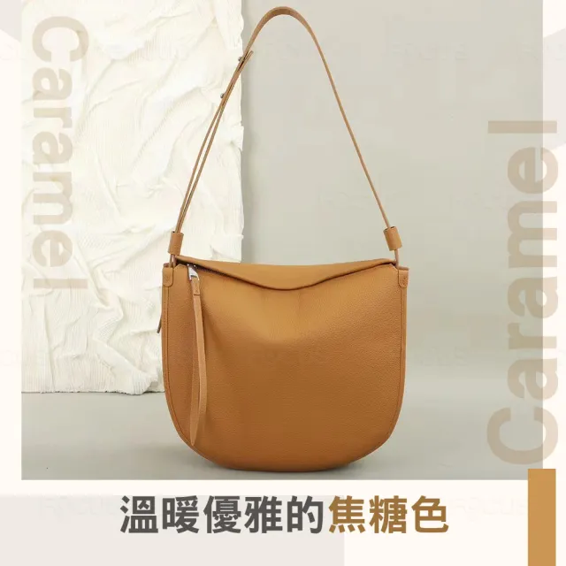 【BAGGLY&CO】雙11 真皮 利莫亞頭層牛皮斜背百搭休閒包(真皮包包 焦糖/棕色/黑色)