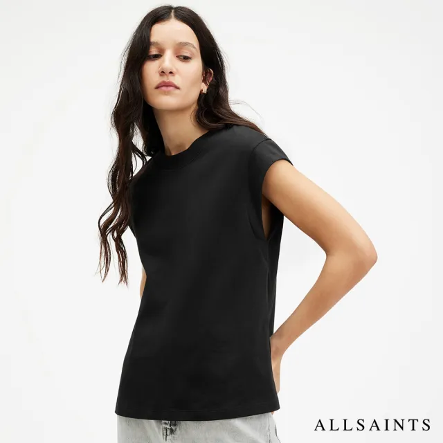 【ALLSAINTS】ESME 純棉輕薄寬鬆短袖T恤-黑 WM631Z(常規版型)