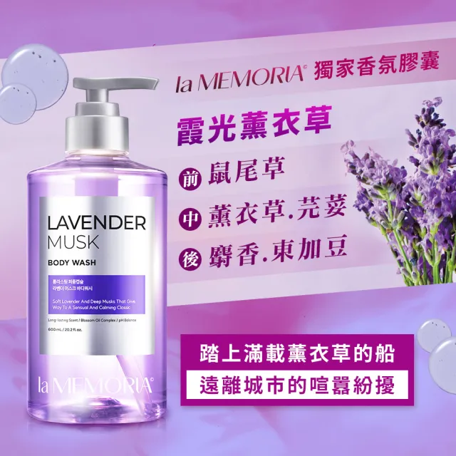 【la MEMORIA】記憶香氛沐浴乳600ml 多款可選(艷日香草/晨靜花粉/霞光薰衣草/深晚木質)