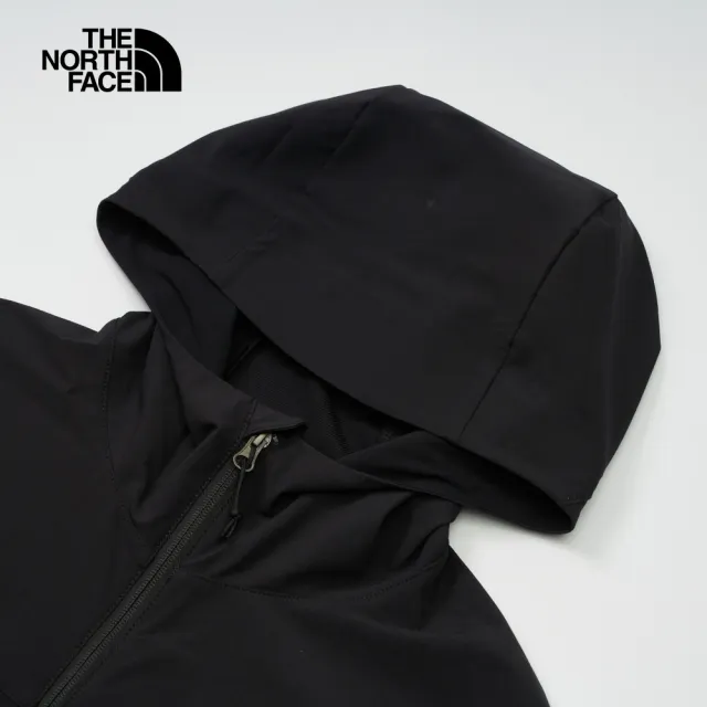 【The North Face 官方旗艦】北面男款黑色DWR防潑水連帽外套｜89TK4H0