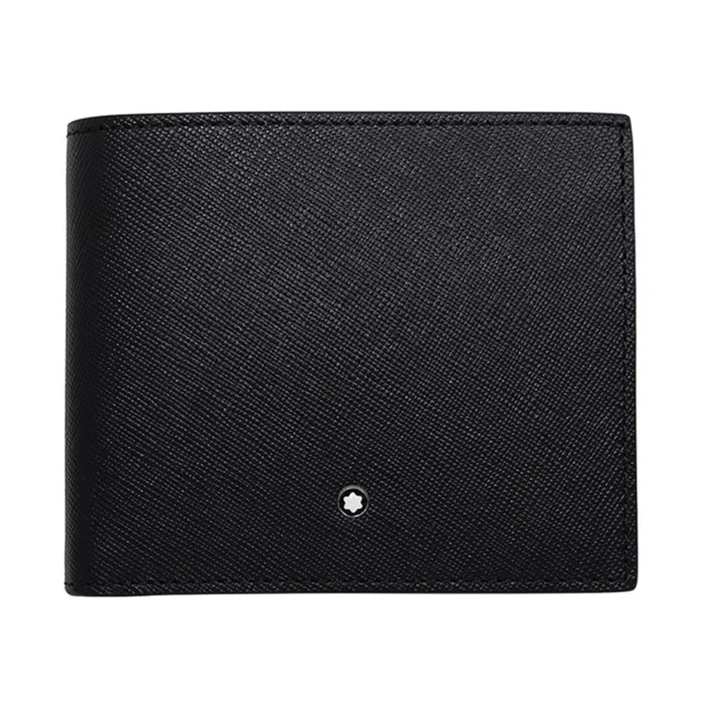 【MONTBLANC 萬寶龍】全新福利品 Sartorial 匠心系列 防刮牛皮8卡短夾 黑色(113211 Black-A)