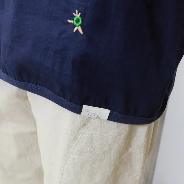 【Hana Mokuba】花木馬日系女裝針梭織拼接清新休閒小花刺繡T恤(T恤)