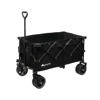 【ShineTrip 山趣】坦途露營車 黑色寬輪(收納推車 置物手拉車 戶外拉車 摺疊推車 露營 逐露天下)