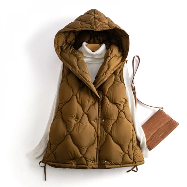 初色 韓版休閒寬鬆長款加厚保暖連帽螺紋長袖羽絨棉外套女外套-