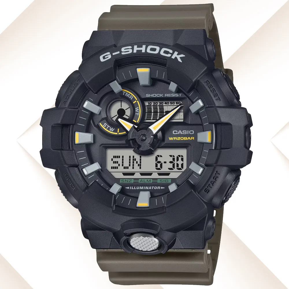 【CASIO 卡西歐】G-SHOCK 雙色調 雙顯腕錶 母親節 禮物 推薦(GA-710TU-1A3)