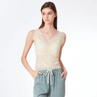 【GLORY21】實體同步款-etc.法式蕾絲BRA TOP內搭背心(杏色)