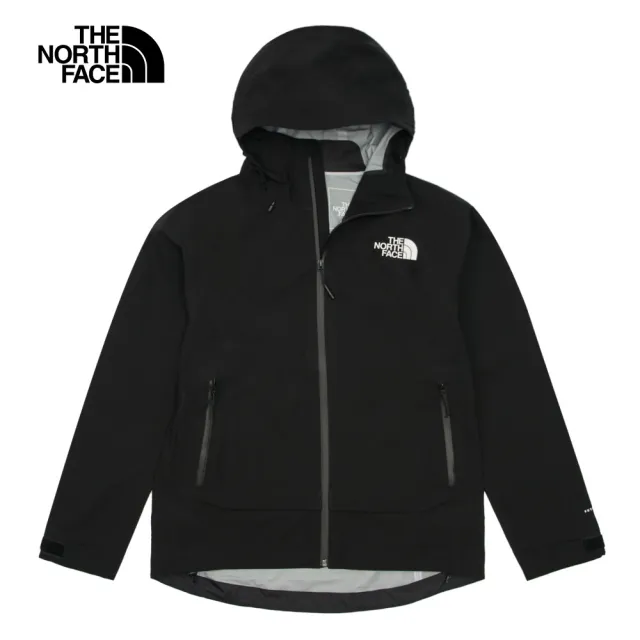 【The North Face 官方旗艦】北面女款黑色防水透氣可調節可打包連帽衝鋒衣｜8AP1JK3(外套)