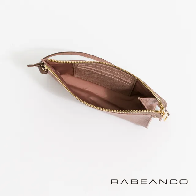 【RABEANCO】頂級荔枝紋牛皮手拿包長夾(臟粉)