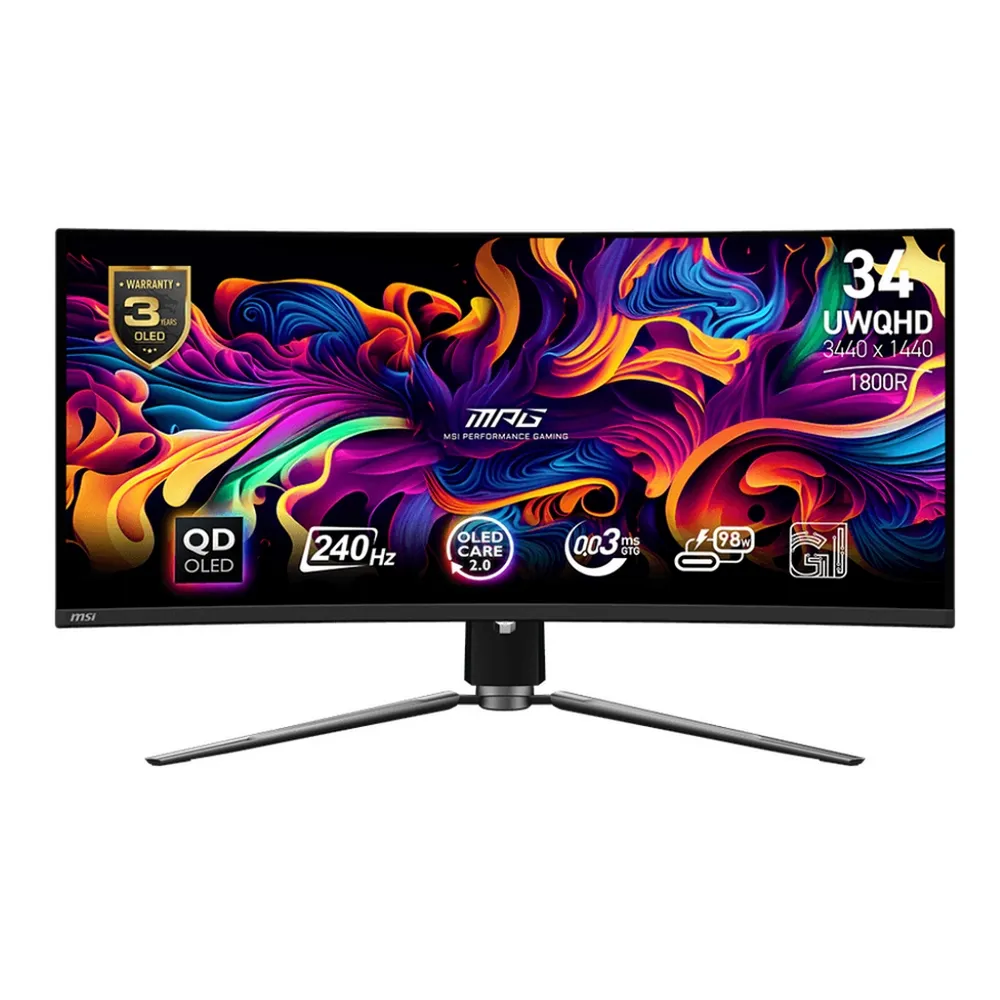 【MSI 微星】MPG 341CQPX QD-OLED 34型 UWQHD 240Hz 電競曲面顯示器(0.03ms/Adaptive-Sync/HDR400)