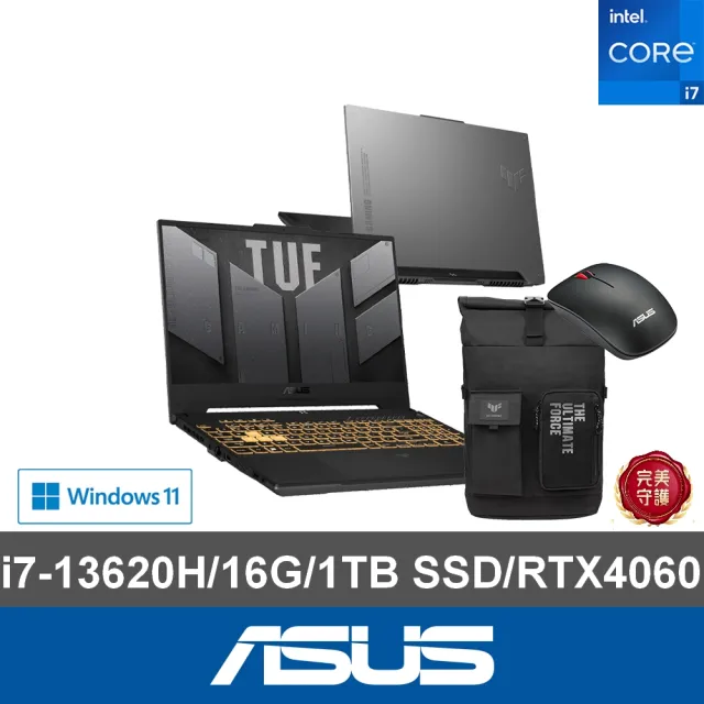 【ASUS】後背包/滑鼠組★15.6吋i7 RTX4060電競筆電(FX507VV-0192B13620H/i7-13620H/16G/1TB SSD/W11)