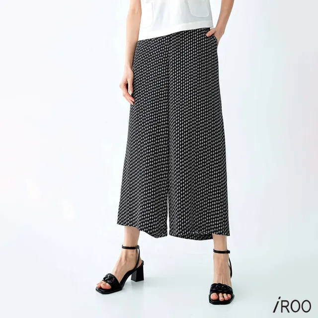 【iROO】幾何三角印花八分褲