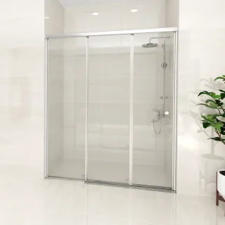 【ITAI 一太】無障礙適用/一字三門連動淋浴門/強化玻璃/單邊開門(寬150-180x高190cm含安裝)
