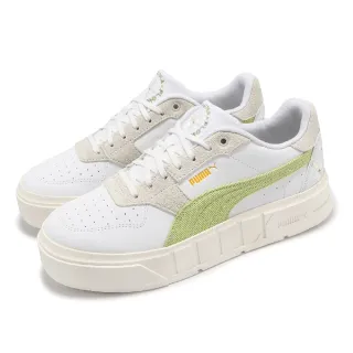 【PUMA】休閒鞋 Cali Court Embroidery W 女鞋 米白 黃 麂皮 厚底 刺繡(398828-01)