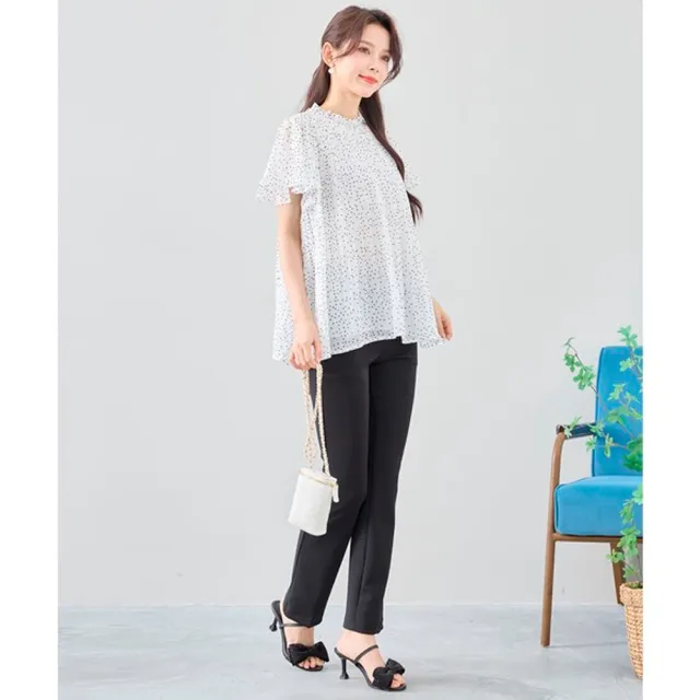 雪紡迷你圓點百褶上衣(共2色)