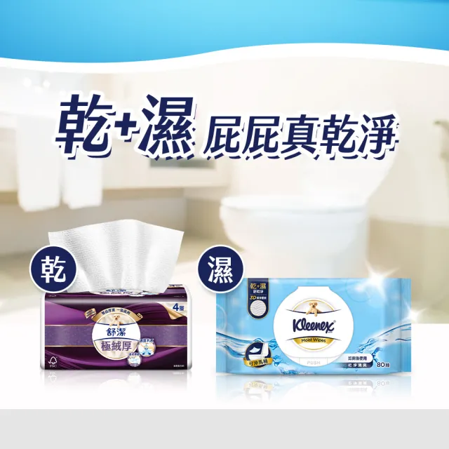 【Kleenex 舒潔】濕式衛生紙加蓋 80抽X8包/箱