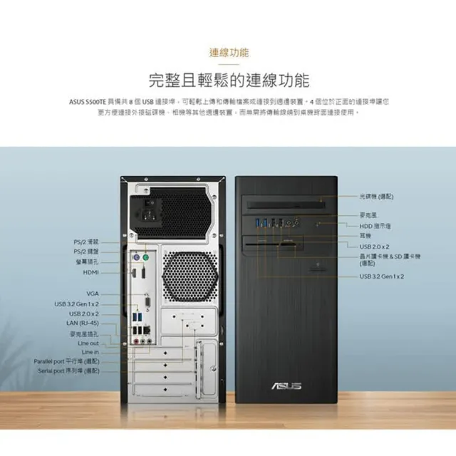 【ASUS 華碩】22型藍光護眼螢幕組★G6900 雙核電腦(H-S500TE/G6900/8G/256G SSD/W11)