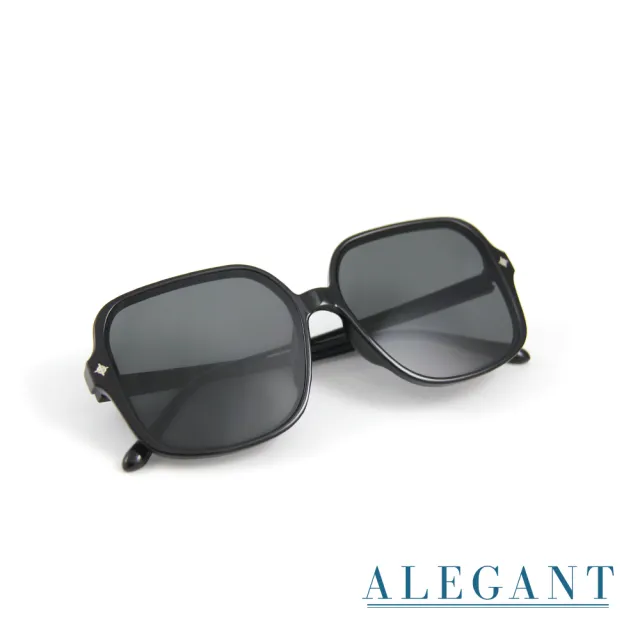 【ALEGANT】綻光復古光鑰黑十字設計感圓弧方框墨鏡/UV400太陽眼鏡(日輪的創藝琉光)