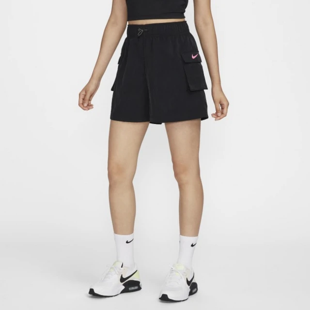 NIKE 耐吉 短褲 運動褲 休閒 寬鬆 女 AS W NSW ESSNTL WVN SHORT GCEL 黑色(HM4597010)