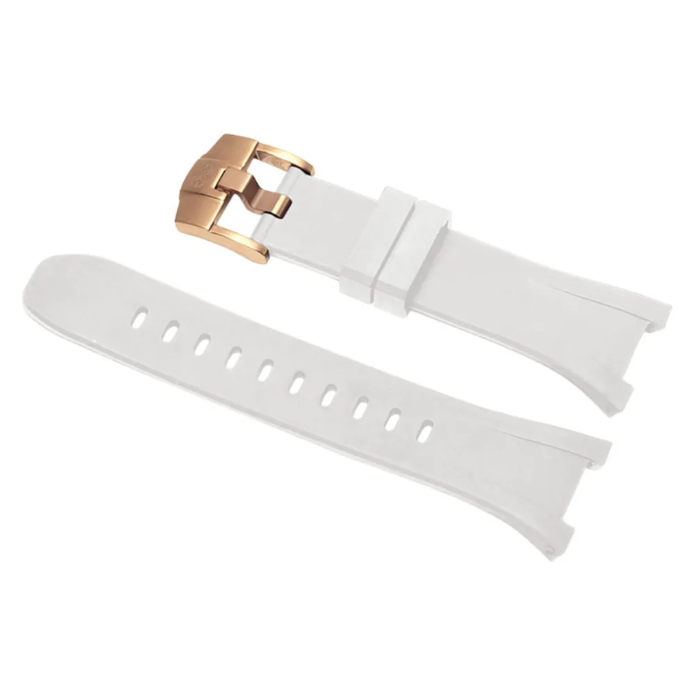 【Golden Concept】Apple Watch 44/45mm 橡膠錶帶 ST-45-RB 白橡膠/玫瑰金扣環