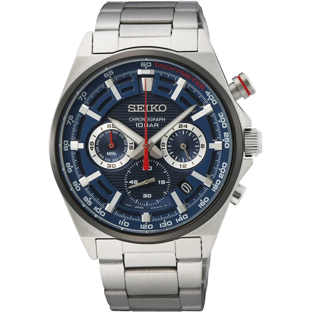 SEIKO 精工 CS 賽車三眼計時手錶-41mm 送行動電源 畢業禮物(SSB407P1/8T63-00T0B)