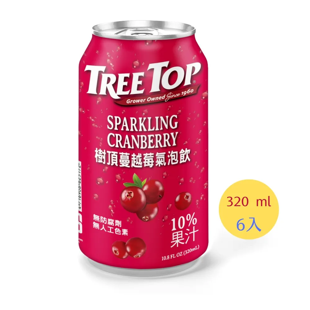 【Tree Top 樹頂】樹頂蔓越莓氣泡飲320ml*6入