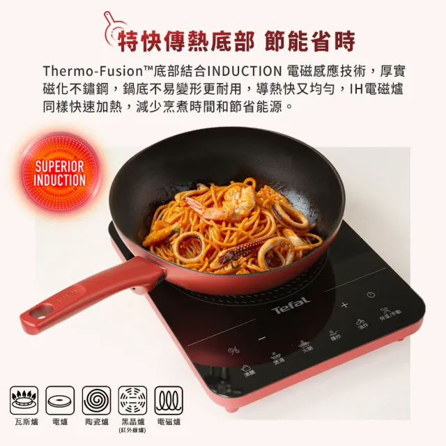 【Tefal 特福】法國製完美煮藝系列28CM不沾鍋炒鍋+30CM平底鍋(電磁爐適用)