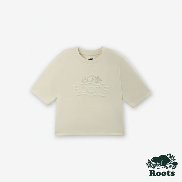 Roots Roots女裝- EMBOSSED BEAVER 圓領上衣(米白色)