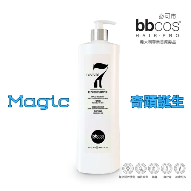 【bbcos 必可市】7合1全能奇蹟賦髮乳(1000ml;淨化;滋養;受損;明亮;重建;彈性;強化結構;強韌髮絲;毛鱗片)