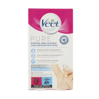 即期品【Veet Pure】腋下&比基尼線部位專用冷蠟脫毛蠟紙 低過敏配方(除毛貼片/蜜蠟/身體清潔/身體去角質)