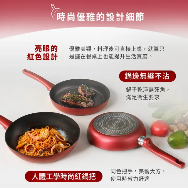 【Tefal 特福】法國製完美煮藝系列28CM不沾炒鍋+玻璃蓋(適用電磁爐)