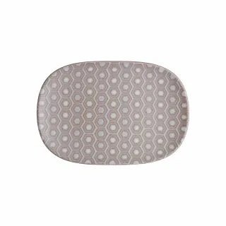 【DENBY】印象圖騰粉紅長形盤-26x18cm(100%英國製 居禮名店獨家代理)