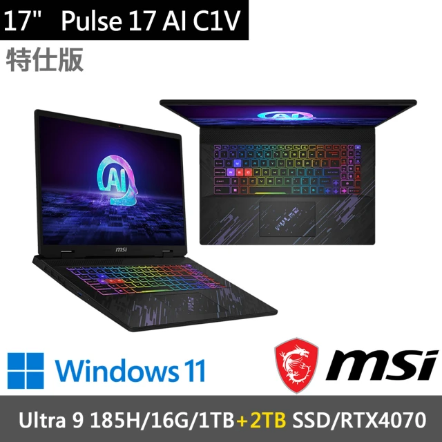 MSI 微星MSI 微星 17吋Ultra 9獨顯RTX特仕(Pulse 17 AI C1VGKG-022TW-SP5/Ultra 9 185H/16G/1TB+2TB/RTX4070)