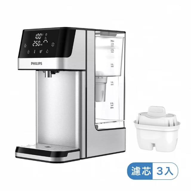 【Philips 飛利浦】2.2L免安裝瞬熱濾淨飲水機(ADD5910M)(主機內含濾心)+濾芯3入