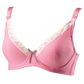 【Gennies 奇妮】哺乳內衣 深V蕾絲軟鋼圈內衣(粉 特選)