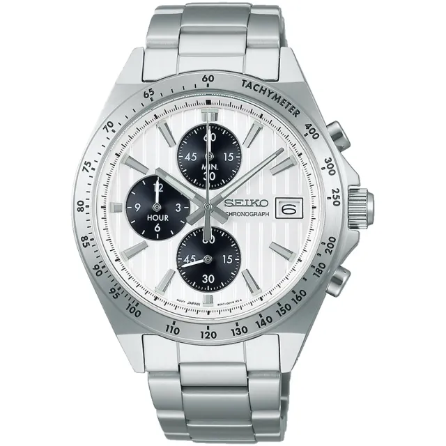 【SEIKO 精工】直條紋三眼計時手錶-41mm 520禮物 送禮(SBTR039J/8T67-00Y0S)