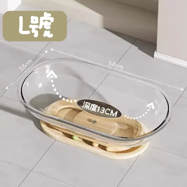 【AOYI奧藝】特大號橢圓太空艙貓窩 木質貓轉盤底座(涼感貓窩 寵物貓窩 寵物涼窩 貓床 貓跳台 貓咪玩具)