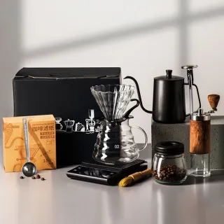 【pakchoice】經典版8件組手沖咖啡套組禮盒 交換禮物(手沖壺+濾杯+咖啡壺+濾紙+量勺+溫度計+磨豆器+電子秤)