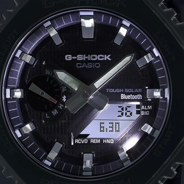 【CASIO 卡西歐】G-SHOCK 太陽能藍牙 金屬八角防護構造雙顯錶 禮物 開學(GBM-2100-1A)