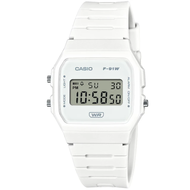 CASIO 卡西歐 卡西歐鬧鈴電子錶-白(F-91WB-7A 台灣公司貨)