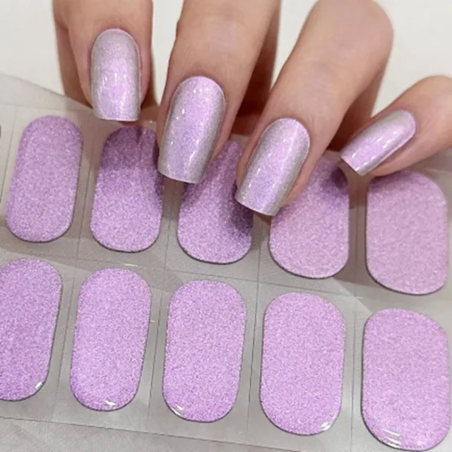 【Porabella】ins風美甲貼片 亮粉紫美甲貼 穿戴甲 指甲貼 假指甲 指甲片 凝膠貼片 韓版光療美甲免照燈