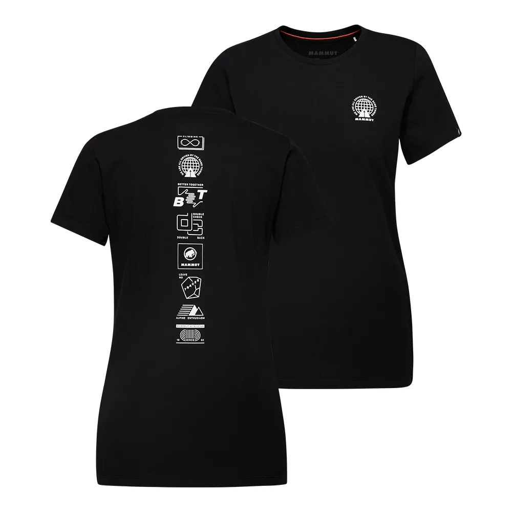 【Mammut 長毛象】Massone T-Shirt Women Emblems 有機棉機能短袖T恤 女款 黑色 #1017-05231