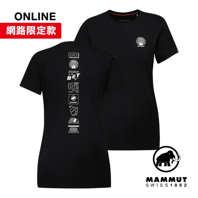 【Mammut 長毛象】Massone T-Shirt Women Emblems 有機棉機能短袖T恤 女款 黑色 #1017-05231