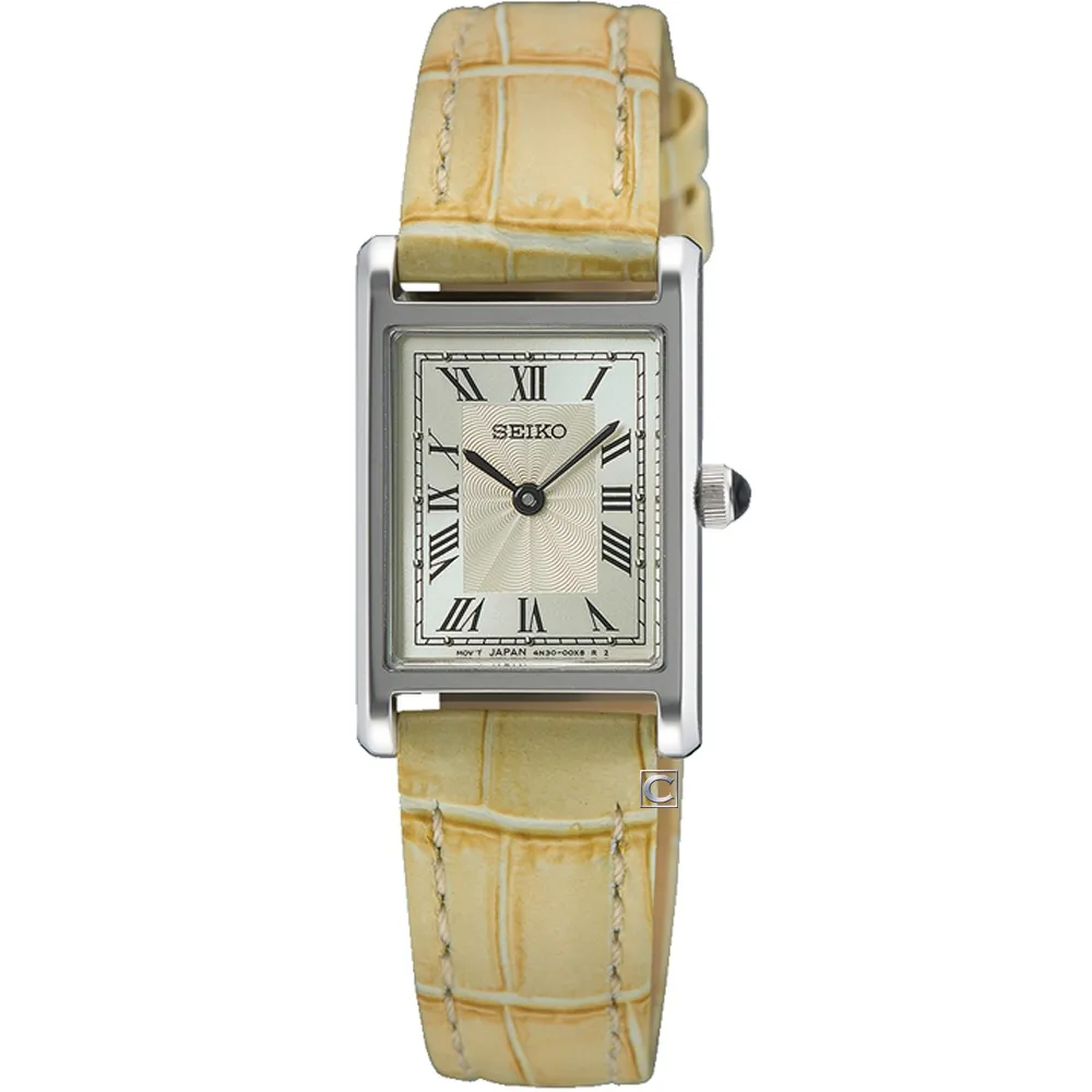 【SEIKO 精工】CS 羅馬時標 優雅長方形女錶 - 銀框(SWR095P1／4N30-00H0J)