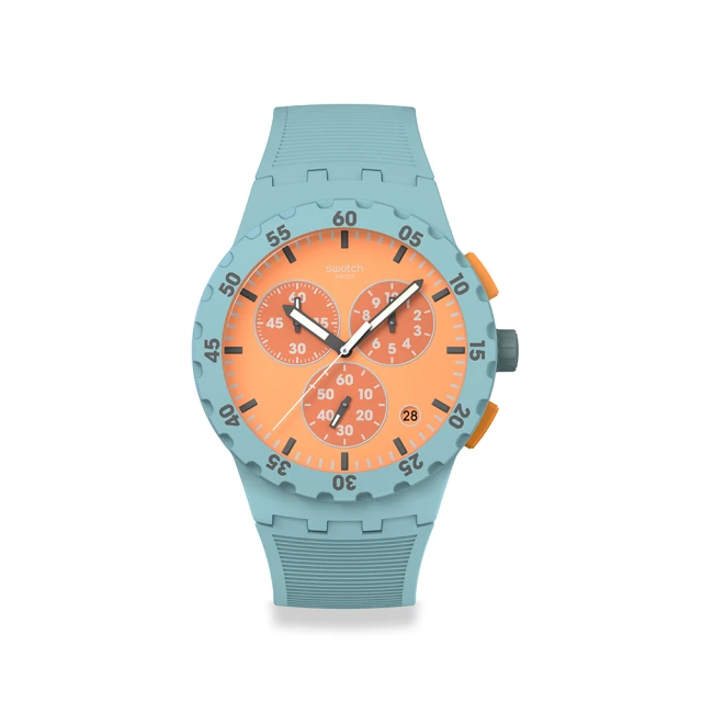 SWATCH Chrono 系列 JUICY APRICOT 灰藍色 男錶 女錶 手錶 瑞士錶 錶(42mm)