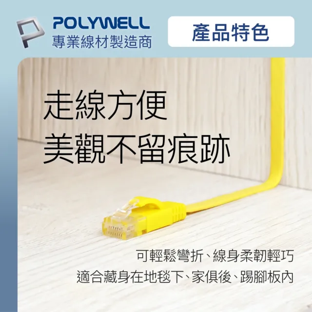 【POLYWELL】CAT6 高速網路傳輸扁線 /5M