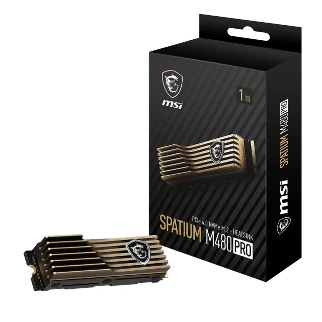 【MSI 微星】SPATIUM M480 Pro 1TB HS M.2 2280 PCIe 4.0 ssd固態硬碟 含散熱片(讀 7400M/寫 6000M)